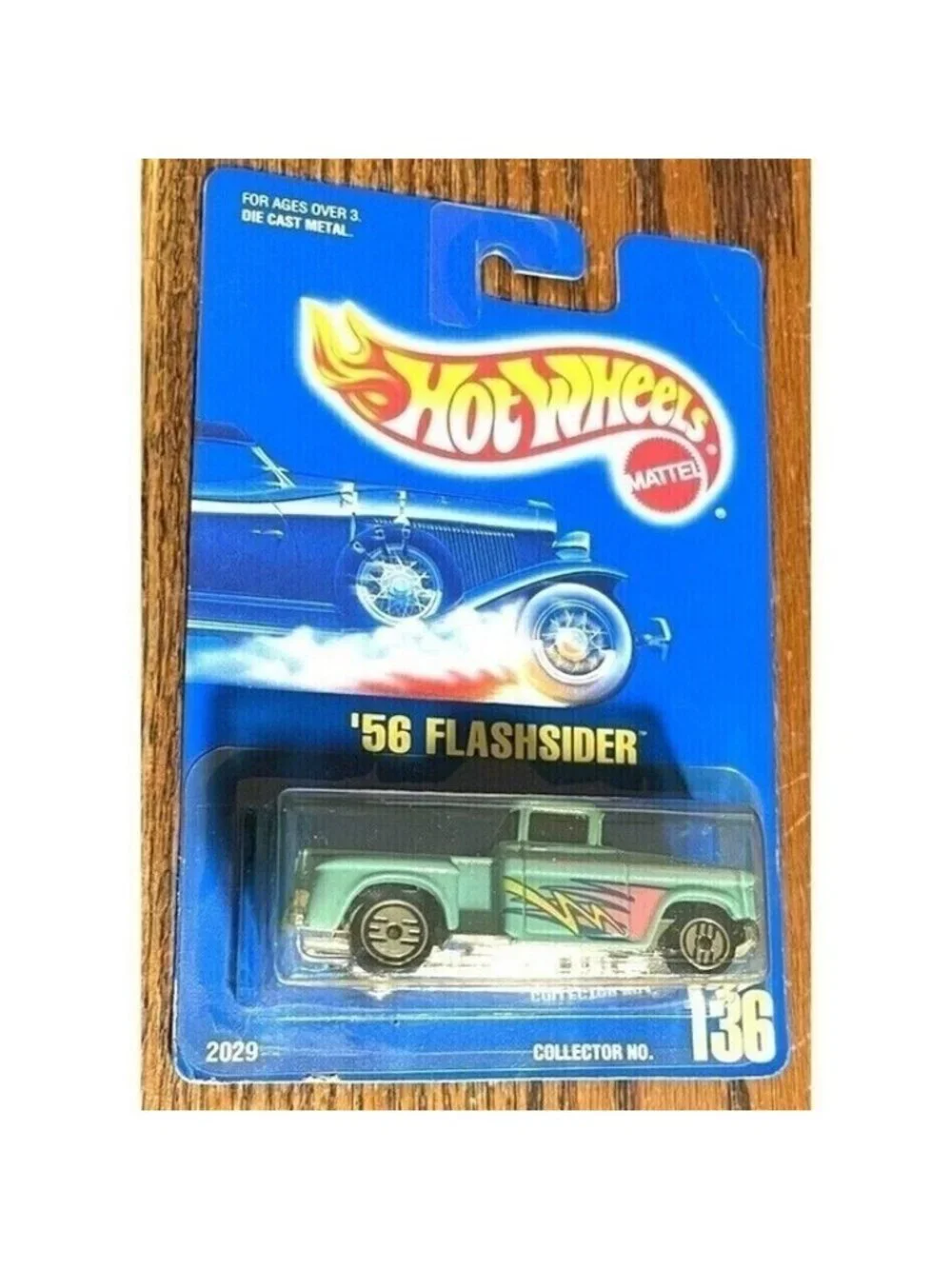 Vintage Hot Wheel Die Cast 1991 '56 Flashsider Teal Pickup Truck 136 Blue 2029
